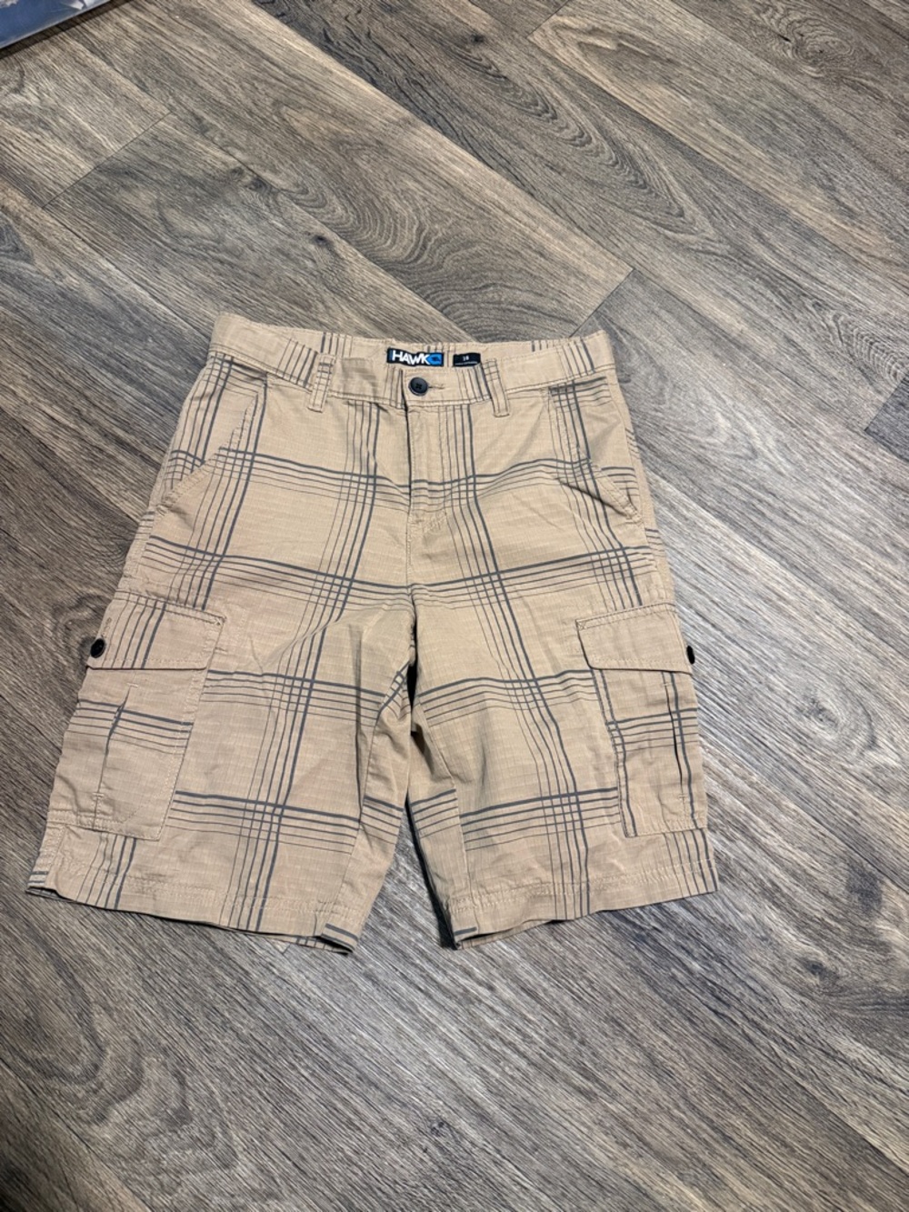 Tony Hawk Tan Plaid Cargo Shorts for boy